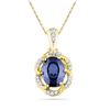 Image 1 : 1.73 CTW Lab-Created Blue Sapphire Solitaire Diamond Pendant 10K Yellow Gold