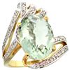 Image 1 : Natural 5.76 ctw green-amethyst & Diamond Engagement Ring 14K Yellow Gold - REF-92V7F