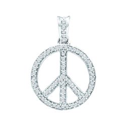 0.25 CTW Natural Pave-set Diamond Peace Sign Circle Pendant 10K Yellow Gold