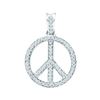 Image 1 : 0.25 CTW Natural Pave-set Diamond Peace Sign Circle Pendant 10K Yellow Gold