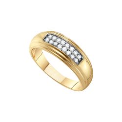 0.25 CTW 2-row Pave-set Diamond Mens Masculine Anniversary Band 10K Yellow Gold
