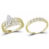 Image 1 : 0.1 CTW Natural Diamond Marquise-shape Cluster Bridal Trio Mens Ring 10K Yellow Gold