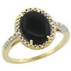 Image 1 : Natural 1.57 ctw Onyx & Diamond Engagement Ring 14K Yellow Gold - REF-32A4V