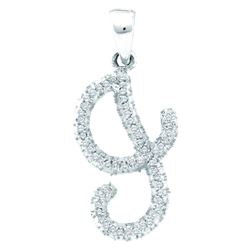 0.17 CTW Natural Diamond Letter J Initial Pendant 10K White Gold