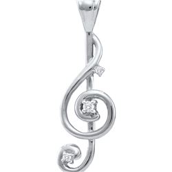 0.06 CTW Natural Diamond Treble Clef Music Note Pendant 10K White Gold