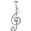 Image 1 : 0.06 CTW Natural Diamond Treble Clef Music Note Pendant 10K White Gold