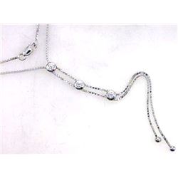 14K White Gold 0.16CTW Diamond Necklace - REF-36H5W