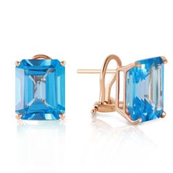 Genuine 14 ctw Blue Topaz Earrings Jewelry 14KT Yellow Gold - REF-54Y5F