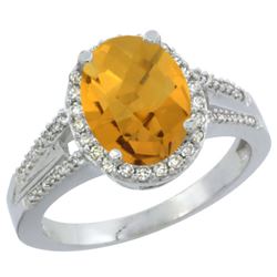 Natural 2.72 ctw whisky-quartz & Diamond Engagement Ring 14K White Gold - REF-53N2G