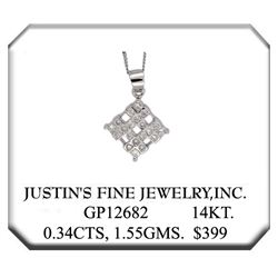 14K White Gold 0.35CTW Diamond Necklaces - REF-49F7M