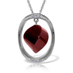 Genuine 15.35 ctw Ruby & Diamond Necklace Jewelry 14KT White Gold - REF-124T2A