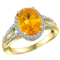 Natural 2.72 ctw citrine & Diamond Engagement Ring 14K Yellow Gold - REF-54W4K