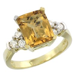 Natural 2.86 ctw whisky-quartz & Diamond Engagement Ring 10K Yellow Gold - REF-52Z7Y