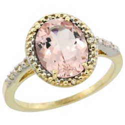 Natural 2.92 ctw Morganite & Diamond Engagement Ring 14K Yellow Gold - REF-58W9K