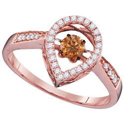 0.43 CTW Cognac-brown Colored Diamond Moving Solitaire Ring 10K Rose Gold