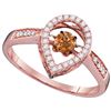Image 1 : 0.43 CTW Cognac-brown Colored Diamond Moving Solitaire Ring 10K Rose Gold