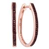 Image 1 : 0.15 CTW Red Colored Diamond Hoop Earrings 10K Rose Gold