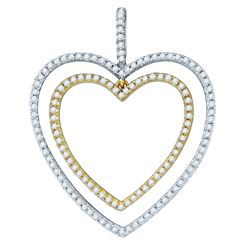 0.5 CTW Natural Diamond Double Heart Fine Pendant 10K Multi-Tone Gold