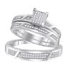 Image 1 : 0.33 CTW His & Hers Natural Diamond Cluster Matching Bridal Ring 10K White Gold