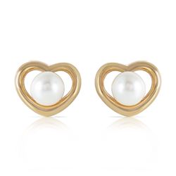 Genuine 4 ctw Pearl Earrings Jewelry 14KT Yellow Gold - REF-40K7V