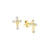 Image 1 : 0.06 CTW Natural Diamond Cross Faith Earrings 14K Yellow Gold