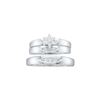 Image 1 : 0.07 CTW His & Hers Natural Diamond Cluster Matching Bridal Ring 10K White Gold