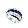 Image 1 : 2.05 CTW Black Colored Diamond Striped Cluster Ring 14K White Gold
