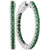 Image 1 : 1.60 CTW Natural Emerald Hoop Earrings 14K White Gold