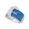 Image 1 : 1.85 CTW Blue Colored Diamond Belt Buckle Band 10K White Gold