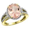 Image 1 : Natural 3.09 ctw Morganite & Diamond Engagement Ring 10K Yellow Gold - REF-66V4F