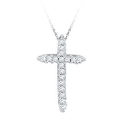 0.25 CTW Natural Diamond Cross Faith Pendant 10K White Gold