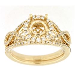 14K Yellow Gold 0.72CTW Diamond Wedding Ring Set - REF-111N5A