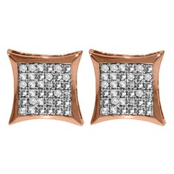 Genuine 0.40 ctw Diamond Anniversary Earrings Jewelry 14KT Rose Gold - REF-89Y7F
