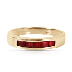 Genuine 0.60 ctw Ruby Ring Jewelry 14KT Yellow Gold - REF-47M5T