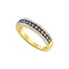 Image 1 : 0.55 CTW Cognac-brown Colored White Diamond Pave-set Unique Band 14K Yellow Gold