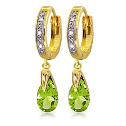 Genuine 2.53 ctw Peridot & Diamond Earrings Jewelry 14KT Yellow Gold - REF-58F2Z