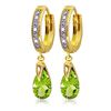 Image 1 : Genuine 2.53 ctw Peridot & Diamond Earrings Jewelry 14KT Yellow Gold - REF-58F2Z