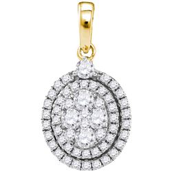 1.10 CTW Natural Diamond Oval Cluster Pendant 14K Yellow Gold