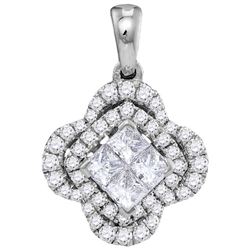 0.75 CTW Princess Natural Diamond Cluster Pendant 14K White Gold