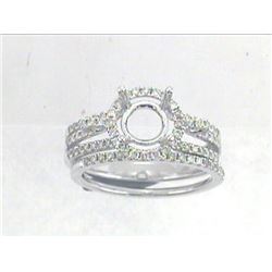 14K White Gold 0.73CTW Diamond Wedding Ring Set - REF-86R6K