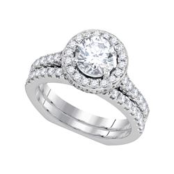 2 CTW Natural Diamond Bridal Engagement Ring 18K White Gold
