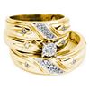 Image 1 : 0.15 CTW Diamond Cross Christian Matching Mens Trio Bridal Ring 10K Yellow Gold