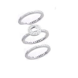 14K White Gold 0.99CTW Diamond Wedding Ring Set - REF-110A7N