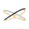 Image 1 : 0.16 CTW Black Colored Diamond Crossover Band 10K Yellow Gold