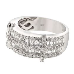 18K WhiteGold 1.57CTW Baguette Fashion Ring - REF-215F3M