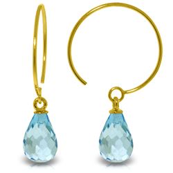 Genuine 1.35 ctw Blue Topaz Earrings Jewelry 14KT Yellow Gold - REF-13H3X