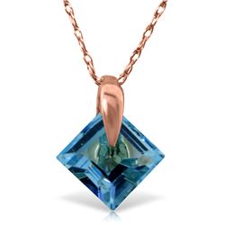 Genuine 1.16 ctw Blue Topaz Necklace Jewelry 14KT Rose Gold - REF-13T2A