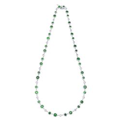 14K Gold 10.69 CTW Emerald & Diamond Necklace - REF-436N6A