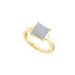 0.1 CTW Natural Diamond Square Cluster Ring 10K Yellow Gold