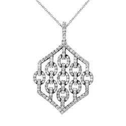 14K White Gold 1.31CTW Diamond Necklaces - REF-174N3A